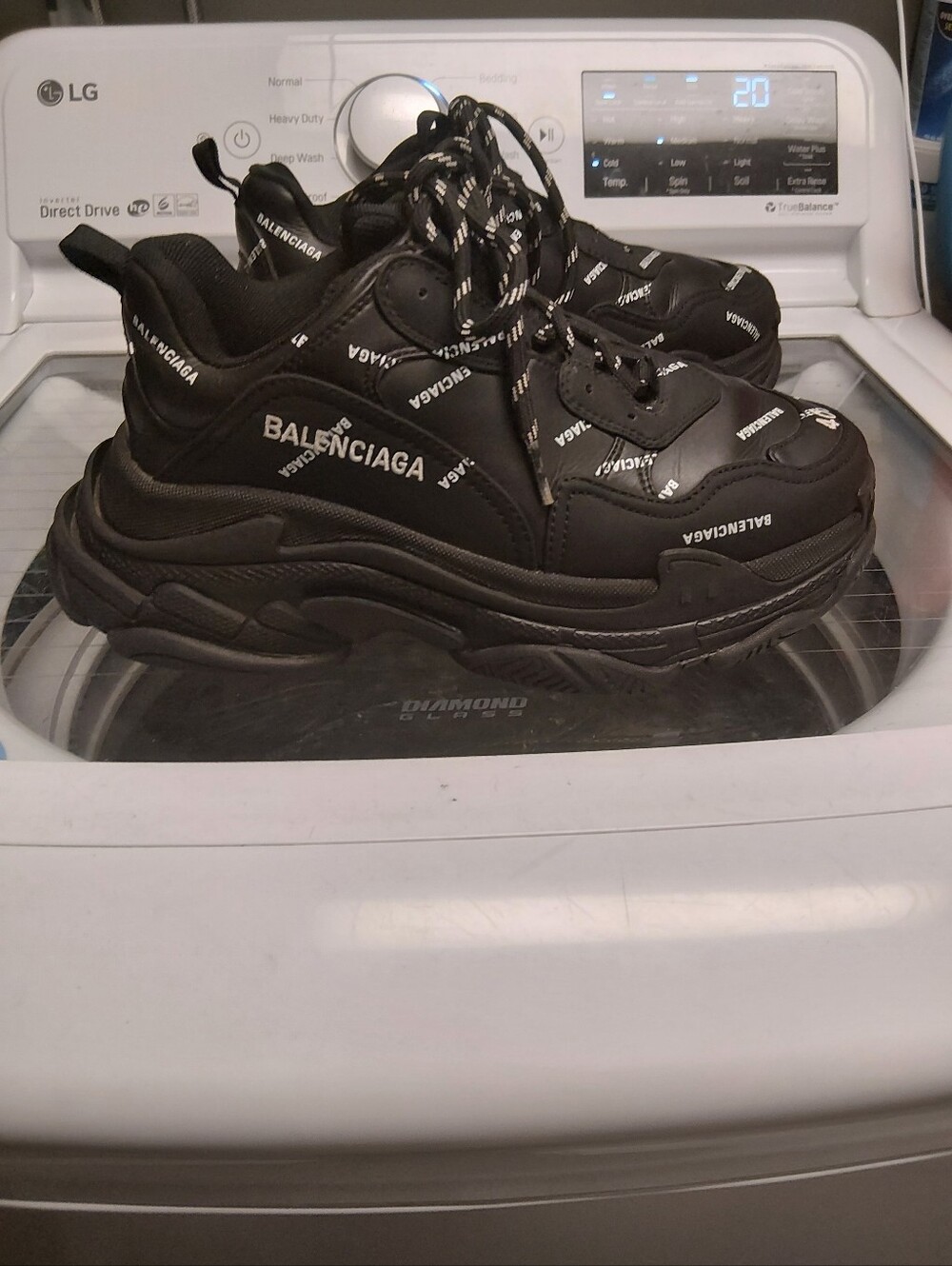 Balenciaga Black Triple S Lace-Up allover Logo Sneakers(Yes Their Real!!!) - Picture 10 of 16
